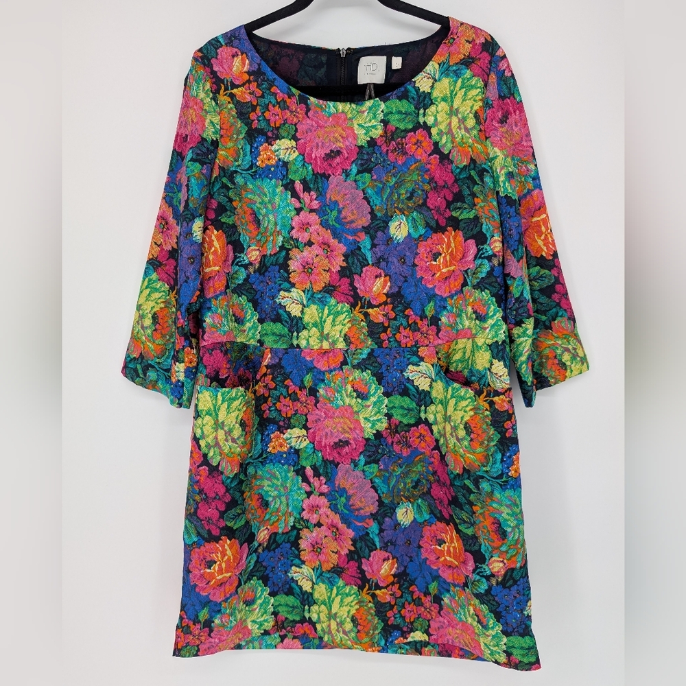 Anthropologie HD in Paris Tropicalist Shift Dress | M | Multicolor Floral Spring